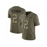 Men Nike Buffalo Bills #2 Nathan Peterman Limited Olive Camo 2017 Salute to Service NFL Jersey