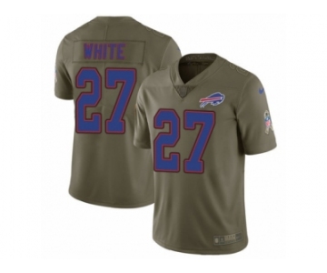 Men Nike Buffalo Bills #27 TreDavious White Limited Olive 2017 Salute to Service NFL Jersey