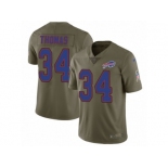 Men Nike Buffalo Bills #34 Thurman Thomas Limited Olive 2017 Salute to Service NFL Jersey