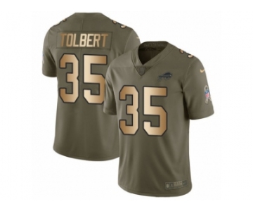 Men Nike Buffalo Bills #35 Mike Tolbert Limited Olive Gold 2017 Salute to Service NFL Jersey