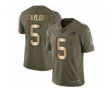 Men Nike Buffalo Bills #5 Tyrod Taylor Limited Olive Gold 2017 Salute to Service NFL Jersey