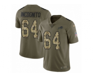 Men Nike Buffalo Bills #64 Richie Incognito Limited Olive Camo 2017 Salute to Service NFL Jersey