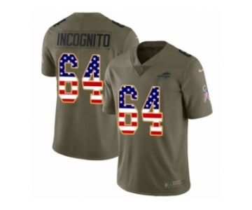 Men Nike Buffalo Bills #64 Richie Incognito Limited Olive USA Flag 2017 Salute to Service NFL Jersey