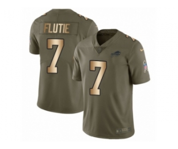 Men Nike Buffalo Bills #7 Doug Flutie Limited Olive Gold 2017 Salute to Service NFL Jersey