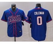 Men's Buffalo Bills #0 Keon Coleman Blue With Patch Cool Base Stitched Baseball Jersey