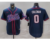 Men's Buffalo Bills #0 Keon Coleman Navy With Patch Cool Base Stitched Baseball Jersey