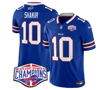 Men's Buffalo Bills #10 Khalil Shakir Royal F.U.S.E. 2024 AFC East Division Champions Vapor Limited Stitched Football Jersey