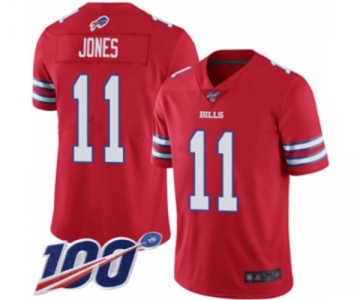 Men's Buffalo Bills #11 Zay Jones Limited Red Rush Vapor Untouchable 100th Season Football Jersey