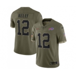 Men's Buffalo Bills #12 Jim Kelly 2022 Olive Salute To Service Limited Stitched Jersey