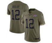 Men's Buffalo Bills #12 Jim Kelly 2022 Olive Salute To Service Limited Stitched Jersey