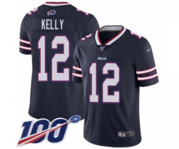 Men's Buffalo Bills #12 Jim Kelly Limited Navy Blue Inverted Legend 100th Season Football Jersey