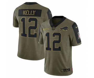 Men's Buffalo Bills #12 Jim Kelly Nike Olive 2021 Salute To Service Retired Player Limited Jersey