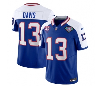 Men's Buffalo Bills #13 Gabe Davis Blue White 2023 F.U.S.E. 75th Anniversary Throwback Vapor Untouchable Limited Football Stitched Jersey