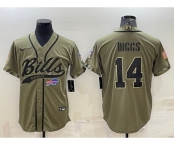 Men's Buffalo Bills #14 Stefon Diggs 2022 Olive Salute to Service Cool Base Stitched Baseball Jersey