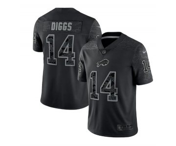 Men's Buffalo Bills #14 Stefon Diggs Black Reflective Limited Stitched Football Jersey