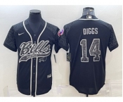 Men's Buffalo Bills #14 Stefon Diggs Black Reflective With Patch Cool Base Stitched Baseball Jersey