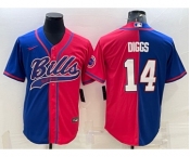 Men's Buffalo Bills #14 Stefon Diggs Blue Red Two Tone With Patch Cool Base Stitched Baseball Jersey