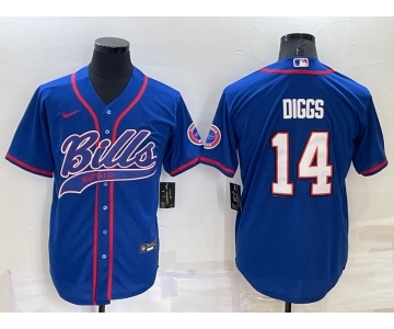 Men's Buffalo Bills #14 Stefon Diggs Blue Stitched Cool Base Nike Baseball Jersey