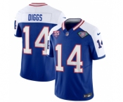 Men's Buffalo Bills #14 Stefon Diggs Blue White 2023 F.U.S.E. 75th Anniversary Throwback Vapor Untouchable Limited Football Stitched Jersey