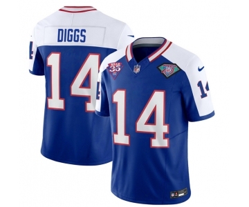 Men's Buffalo Bills #14 Stefon Diggs Blue White 2023 F.U.S.E. 75th Anniversary Throwback Vapor Untouchable Limited Football Stitched Jersey