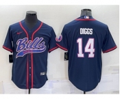 Men's Buffalo Bills #14 Stefon Diggs Navy With Patch Cool Base Stitched Baseball Jersey