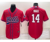 Men's Buffalo Bills #14 Stefon Diggs Red Stitched Cool Base Nike Baseball Jersey