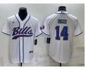 Men's Buffalo Bills #14 Stefon Diggs White Stitched Cool Base Nike Baseball Jersey