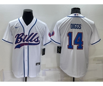 Men's Buffalo Bills #14 Stefon Diggs White Stitched Cool Base Nike Baseball Jersey