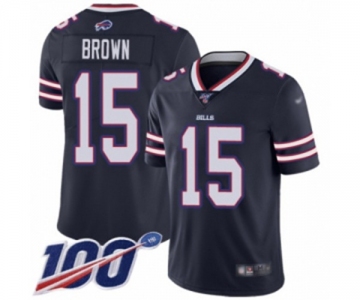 Men's Buffalo Bills #15 John Brown Limited Navy Blue Inverted Legend 100th Season Football Jersey