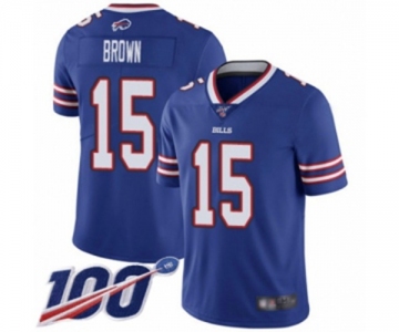 Men's Buffalo Bills #15 John Brown Royal Blue Team Color Vapor Untouchable Limited Player 100th Season Football Jersey