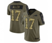 Men's Buffalo Bills #17 Josh Allen 2021 Olive Camo Salute To Service Limited Stitched Football Jersey