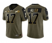 Men's Buffalo Bills #17 Josh Allen 2021 Olive Golden Salute To Service Limited Stitched Football Jersey