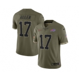 Men's Buffalo Bills #17 Josh Allen 2022 Olive Salute To Service Limited Stitched Jersey