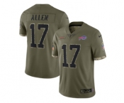 Men's Buffalo Bills #17 Josh Allen 2022 Olive Salute To Service Limited Stitched Jersey