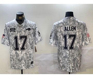 Men's Buffalo Bills #17 Josh Allen 2024 FUSE Arctic Camo Salute to Service Limited Stitched Jersey