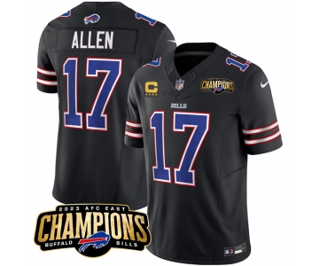 Men's Buffalo Bills #17 Josh Allen Black 2023 F.U.S.E. AFC East Champions With 4-star C Ptach Football Stitched Jersey - 副本