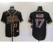 Men's Buffalo Bills #17 Josh Allen Black Cool Base Stitched Baseball Jersey