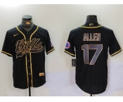 Men's Buffalo Bills #17 Josh Allen Black Cool Base Stitched Baseball Jerseys