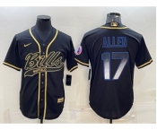 Men's Buffalo Bills #17 Josh Allen Black Gold Vapor Smoke With Patch Cool Base Stitched Baseball Jersey