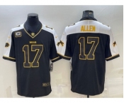 Men's Buffalo Bills #17 Josh Allen Black Gold With C Patch Thanksgiving Vapor Untouchable Limited Stitched Jersey