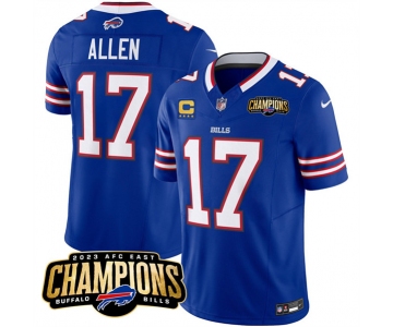 Men's Buffalo Bills #17 Josh Allen Blue 2023 F.U.S.E. AFC East Champions With 4-star C Ptach Football Stitched Jersey