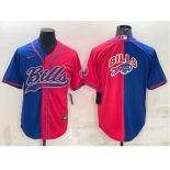 Men's Buffalo Bills #17 Josh Allen Blue Red Two Tone With Patch Cool Base Stitched Baseball Jersey