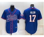 Men's Buffalo Bills #17 Josh Allen Blue Stitched Cool Base Nike Baseball Jersey