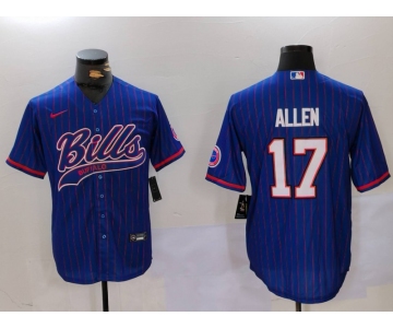 Men's Buffalo Bills #17 Josh Allen Blue Team Cool Base Stitched Baseball Jersey1