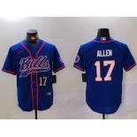 Men's Buffalo Bills #17 Josh Allen Blue Team Cool Base Stitched Baseball Jersey