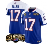 Men's Buffalo Bills #17 Josh Allen Blue White 2023 F.U.S.E. AFC East Champions With 4-star C Ptach Football Stitched Jersey