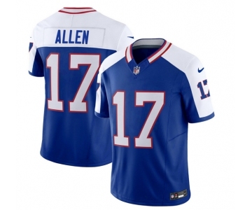 Men's Buffalo Bills #17 Josh Allen Blue White 2023 F.U.S.E. Throwback Vapor Untouchable Limited Football Stitched Jersey