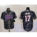 Men's Buffalo Bills #17 Josh Allen Camo Team Cool Base Stitched Baseball Jersey