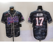 Men's Buffalo Bills #17 Josh Allen Camo Team Cool Base Stitched Baseball Jersey