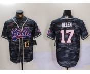 Men's Buffalo Bills #17 Josh Allen Camo Team Cool Base Stitched Baseball Jerseys